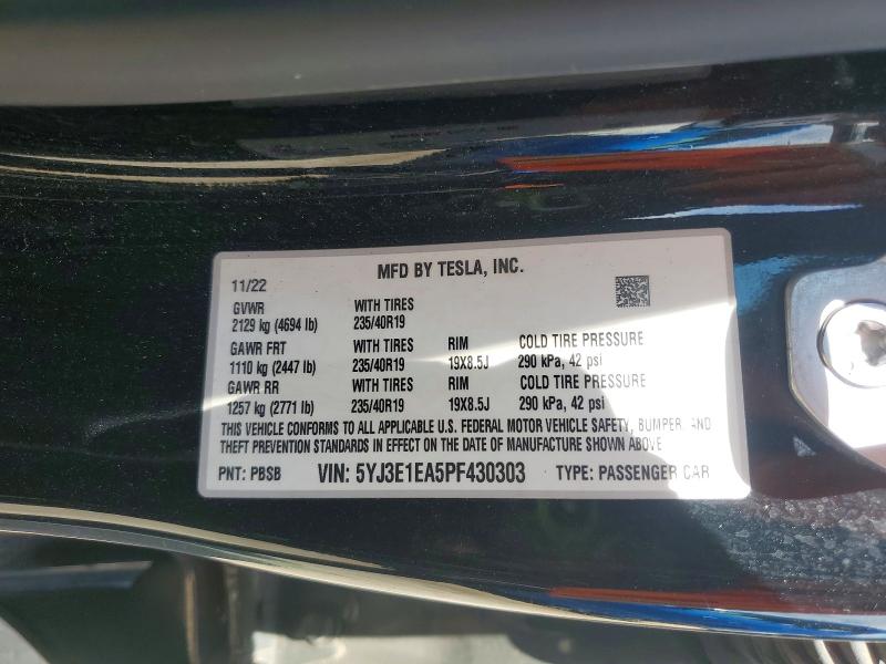 2023 Tesla Model 3 მანქანა იყიდება აუქციონზე, vin: 5YJ3E1EA5PF430303, აუქციონის ნომერი: 58372066