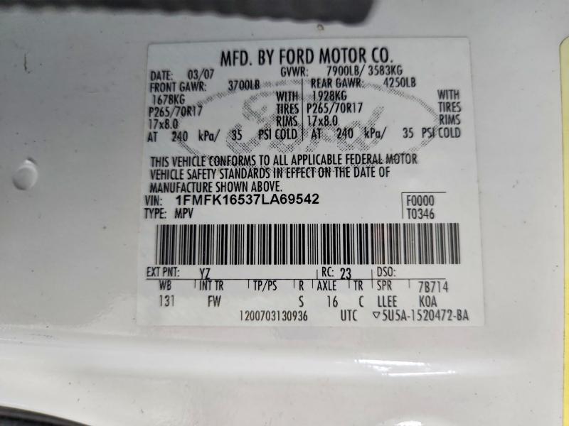 55466926 :رقم المزاد ، 1FMFK16537LA69542 vin ، 2007 Ford Expedition مزاد بيع