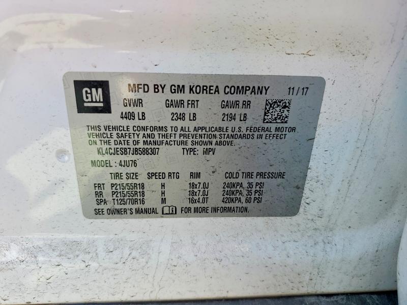 Aukcja sprzedaży 2018 Buick Encore, vin: KL4CJESB7JB588307, numer aukcji: 55639556