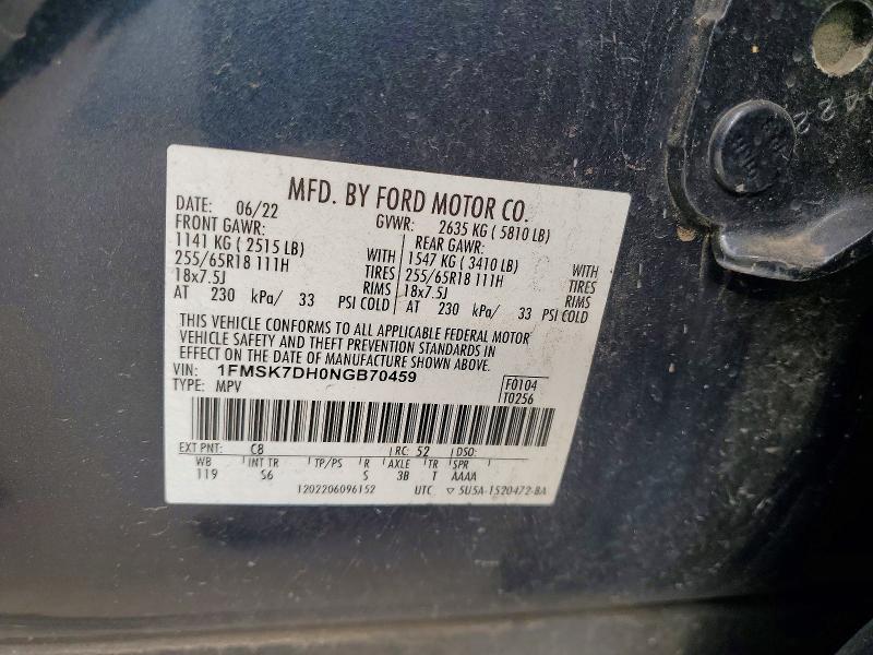 Продажа на аукционе авто 2022 Ford Explorer, vin: 1FMSK7DH0NGB70459, номер лота: 57013326