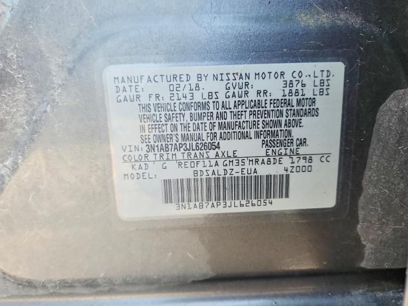 Продажа на аукционе авто 2018 Nissan Sentra, vin: 3N1AB7AP3JL626054, номер лота: 57011006
