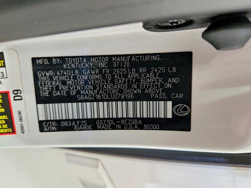 Продажа на аукционе авто 2020 Lexus Es, vin: 58AGZ1B10LU078196, номер лота: 56872456