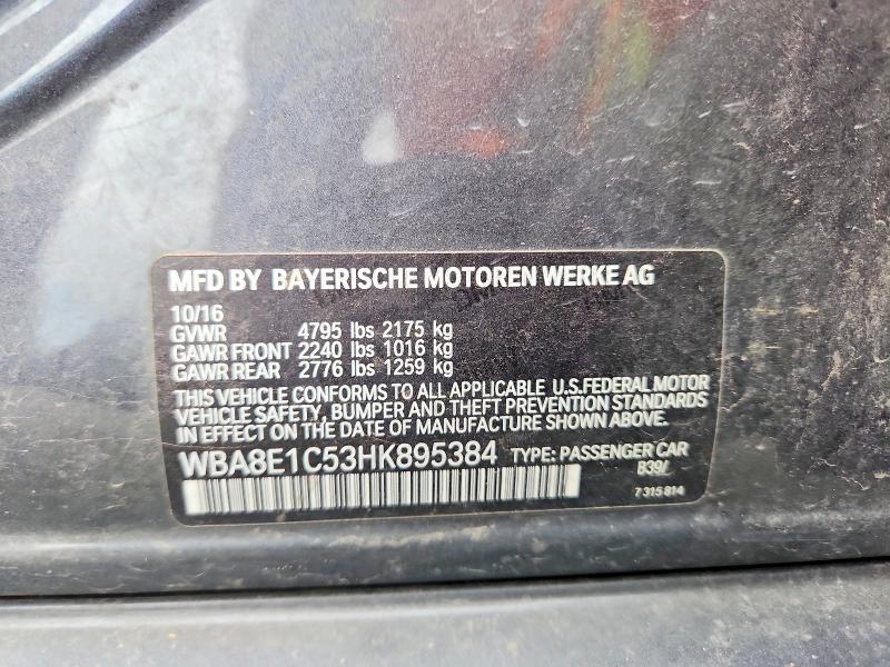 Aukcja sprzedaży 2017 Bmw 330e, vin: WBA8E1C53HK895384, numer aukcji: 54480306