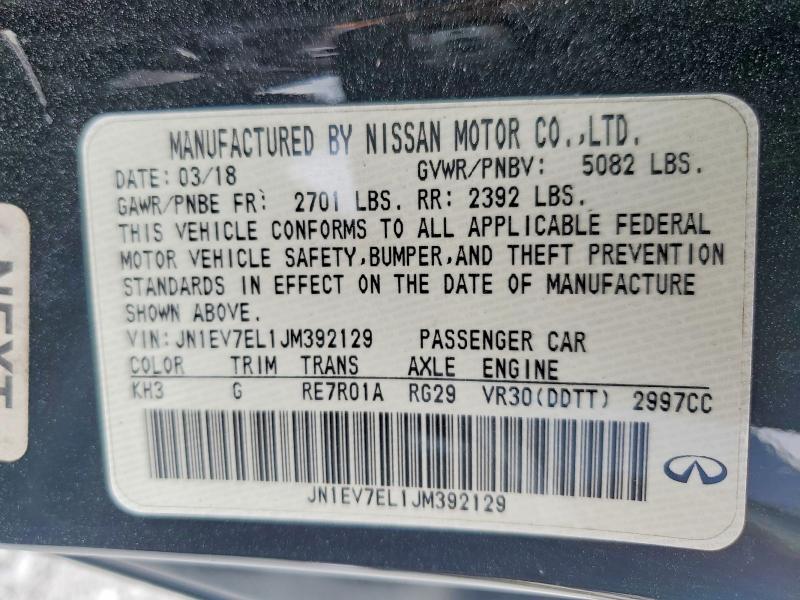 55775216 :رقم المزاد ، JN1EV7EL1JM392129 vin ، 2018 Infiniti Q60 مزاد بيع