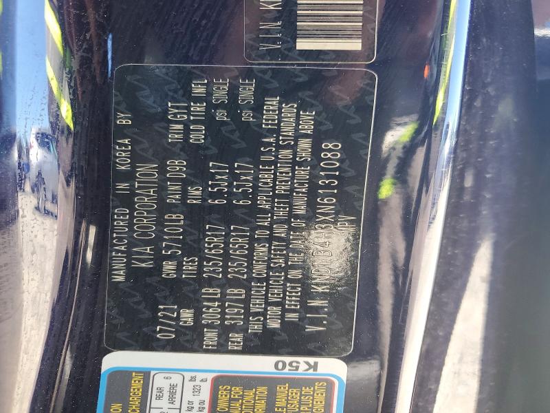 Aukcja sprzedaży 2022 Kia Carnival, vin: KNDNB4H3XN6131088, numer aukcji: 55617856