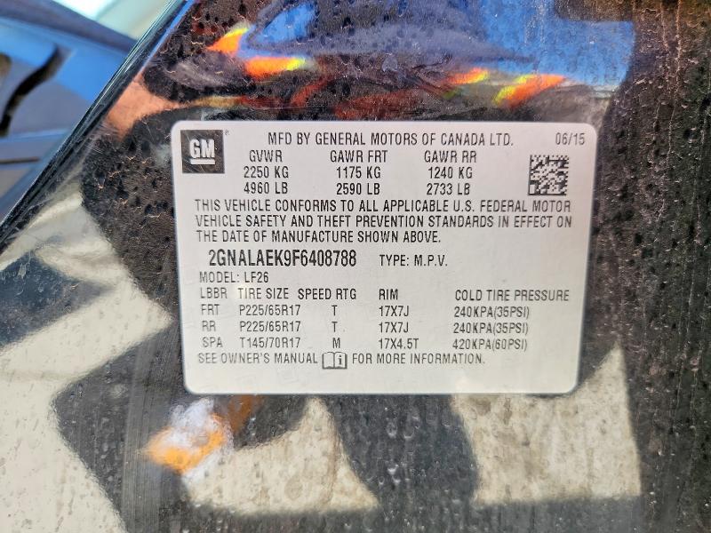 53974616 :رقم المزاد ، 2GNALAEK9F6408788 vin ، 2015 Chevrolet Equinox مزاد بيع