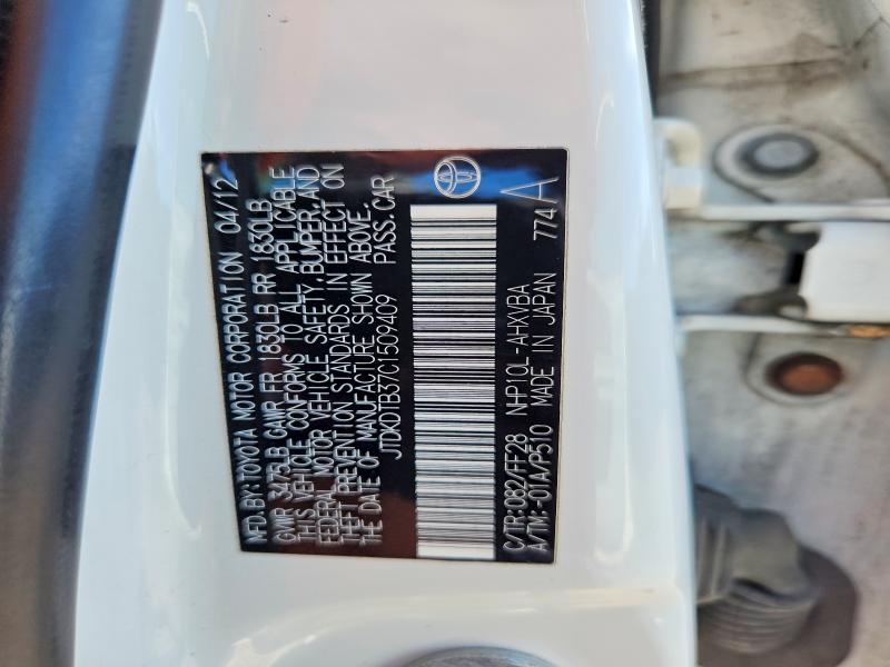Aukcja sprzedaży 2012 Toyota Prius C, vin: JTDKDTB37C1509409, numer aukcji: 57674066