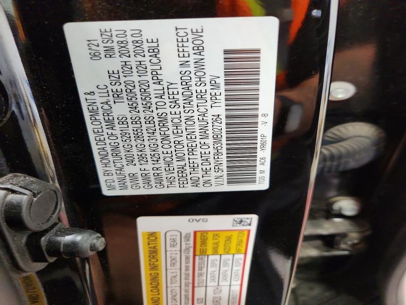 2021 Honda Passport მანქანა იყიდება აუქციონზე, vin: 5FNYF8H53MB027264, აუქციონის ნომერი: 58894046