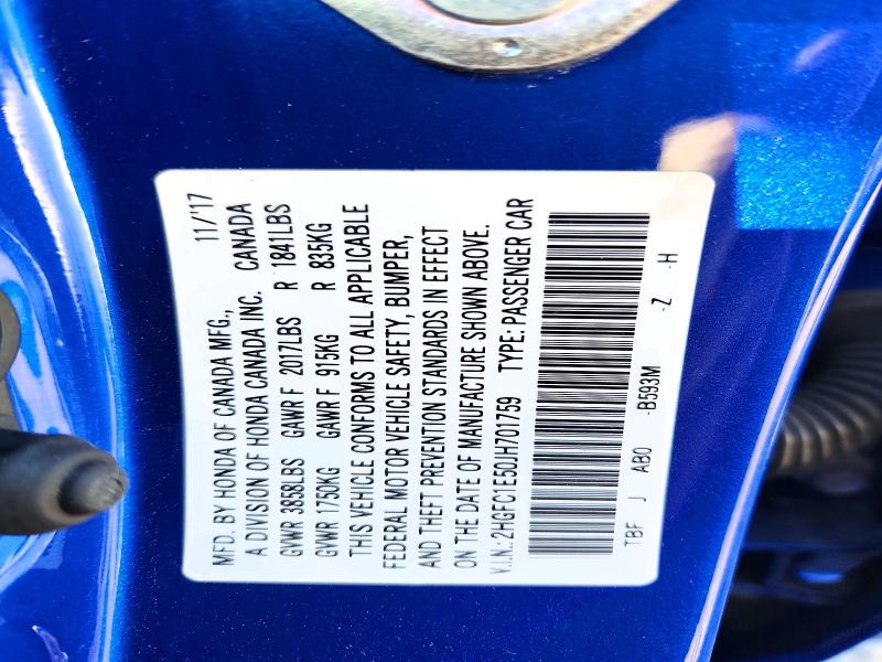 Продаж на аукціоні авто 2018 Honda Civic, vin: 2HGFC1E50JH701759, номер лоту: 55809266