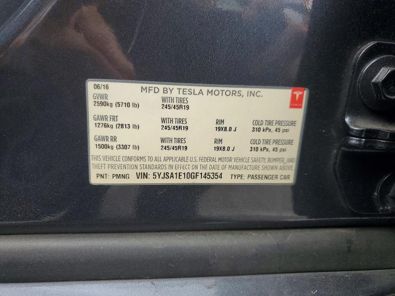 Продажа на аукционе авто 2016 Tesla Model S, vin: 5YJSA1E10GF145354, номер лота: 54710526
