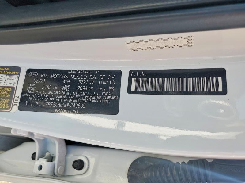 2021 Kia Forte მანქანა იყიდება აუქციონზე, vin: 3KPF24AD6ME349609, აუქციონის ნომერი: 56129336