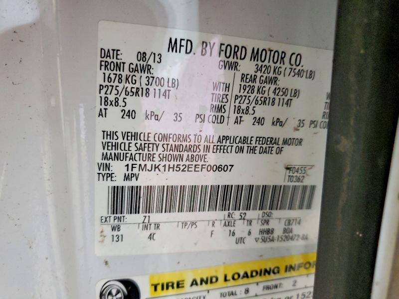 Продажа на аукционе авто 2014 Ford Expedition, vin: 1FMJK1H52EEF00607, номер лота: 58978366