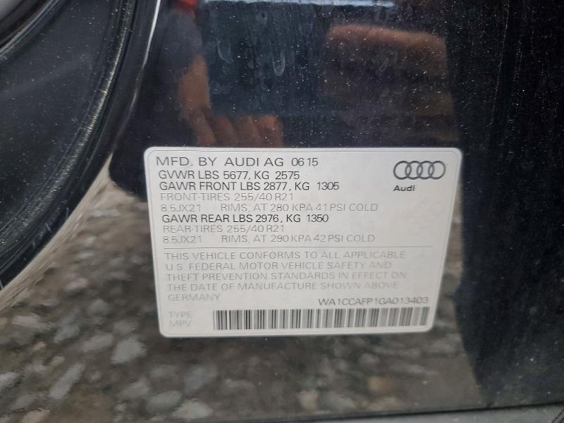 Продажа на аукционе авто 2016 Audi Sq5, vin: WA1CCAFP1GA013403, номер лота: 57528176