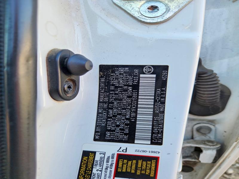 Продаж на аукціоні авто 2012 Toyota Camry, vin: 4T1BF1FK3CU159951, номер лоту: 56166836