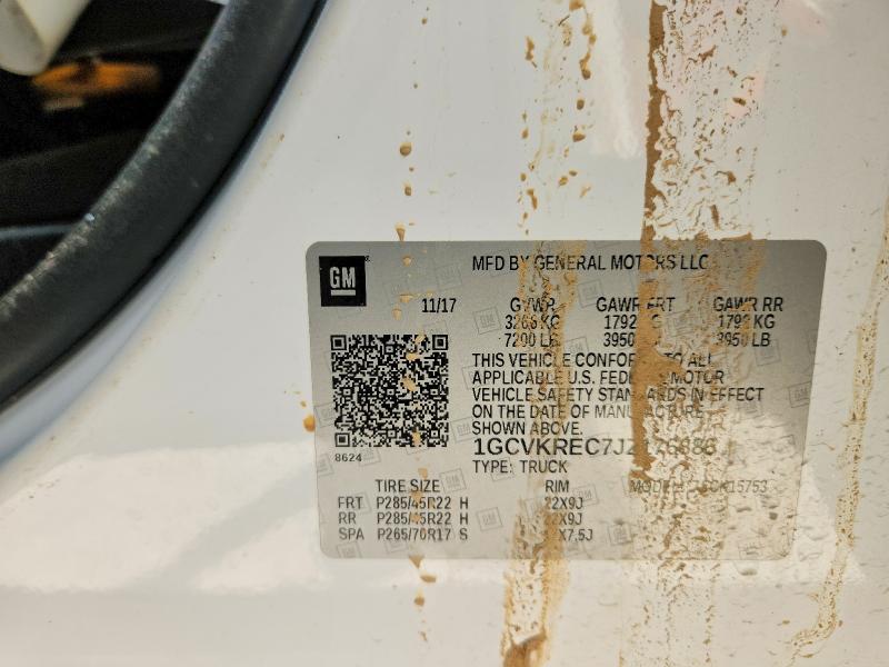 58722476 :رقم المزاد ، 1GCVKREC7JZ176886 vin ، 2018 Chevrolet Silverado مزاد بيع