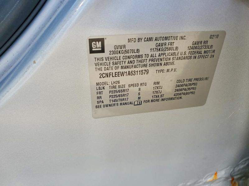 Продаж на аукціоні авто 2010 Chevrolet Equinox, vin: 2CNFLEEW1A6311579, номер лоту: 55219706