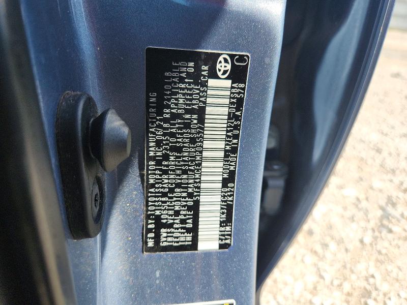 2021 Toyota Corolla მანქანა იყიდება აუქციონზე, vin: 5YFS4MCE1MP095577, აუქციონის ნომერი: 57867326