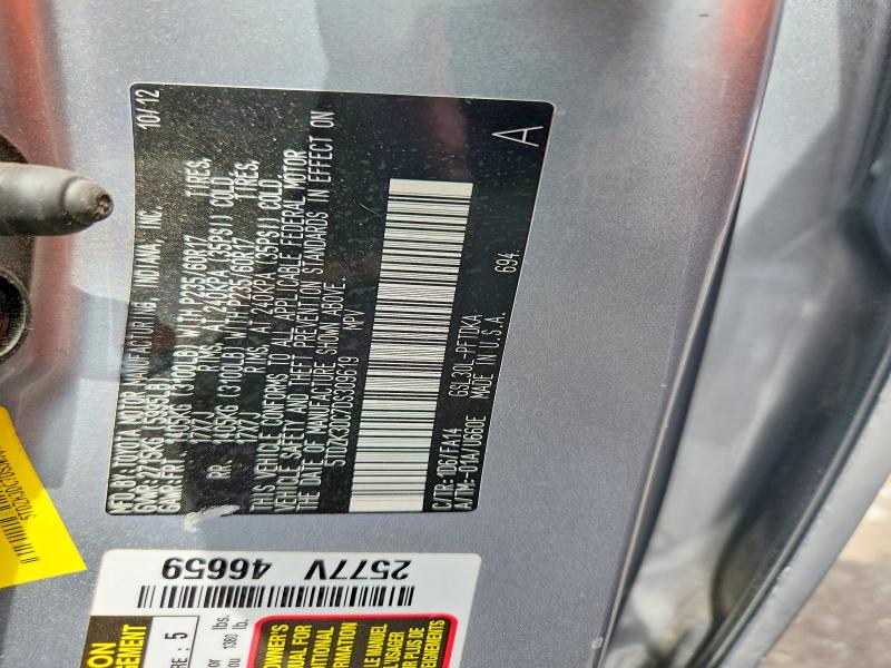 58151136 :رقم المزاد ، 5TDZK3DC7DS309619 vin ، 2013 Toyota Sienna مزاد بيع