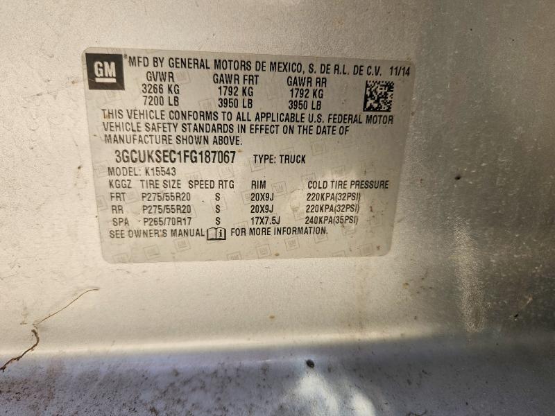 56982796 :رقم المزاد ، 3GCUKSEC1FG187067 vin ، 2015 Chevrolet Silverado مزاد بيع