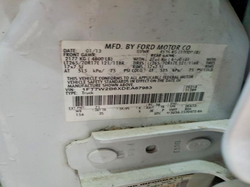 58812356 :رقم المزاد ، 1FT7W2B6XDEA67983 vin ، 2013 Ford F250 مزاد بيع