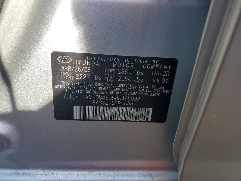 Продажа на аукционе авто 2008 Hyundai Elantra, vin: KMHDU46D58U495092, номер лота: 53976956