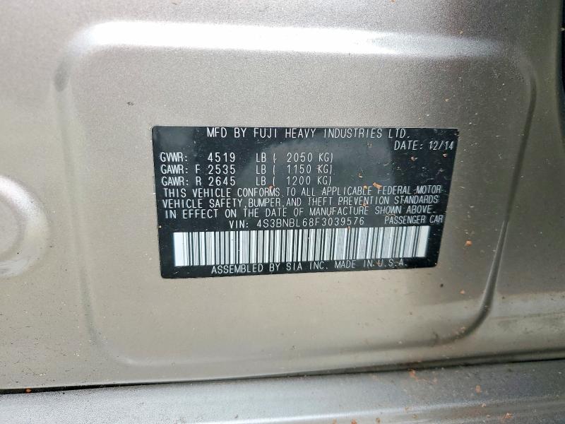 Aukcja sprzedaży 2015 Subaru Legacy, vin: 4S3BNBL68F3039576, numer aukcji: 58027756