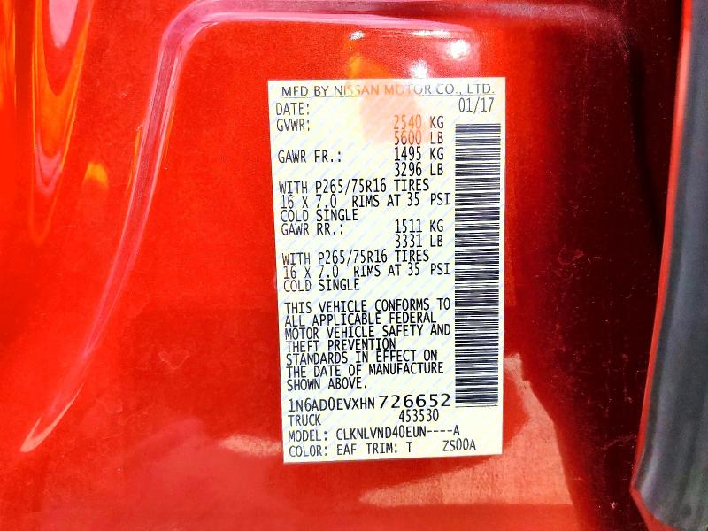 Продажа на аукционе авто 2017 Nissan Frontier, vin: 1N6AD0EVXHN726652, номер лота: 56562126