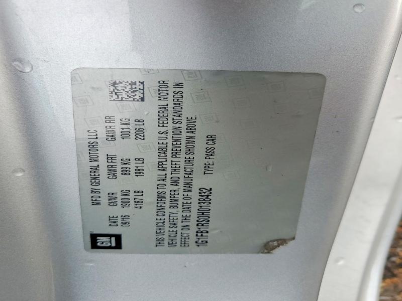 57579576 :رقم المزاد ، 1G1FB1RS0H0138432 vin ، 2017 Chevrolet Camaro مزاد بيع
