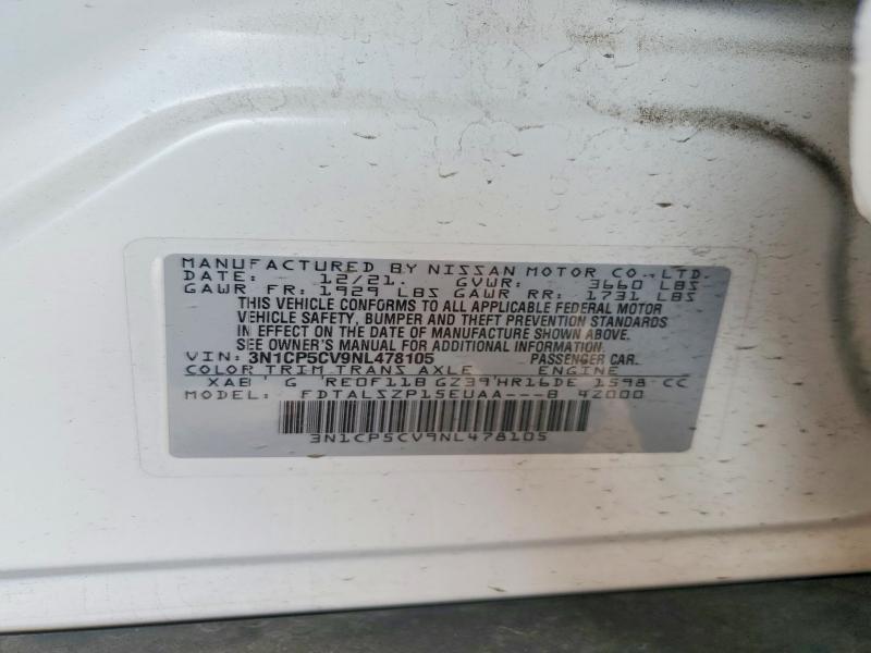 58846966 :رقم المزاد ، 3N1CP5CV9NL478105 vin ، 2022 Nissan Kicks مزاد بيع