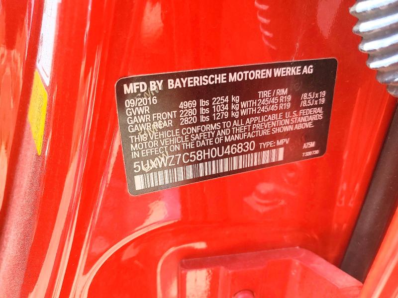 Продажа на аукционе авто 2017 Bmw X3, vin: 5UXWZ7C58H0U46830, номер лота: 85624065
