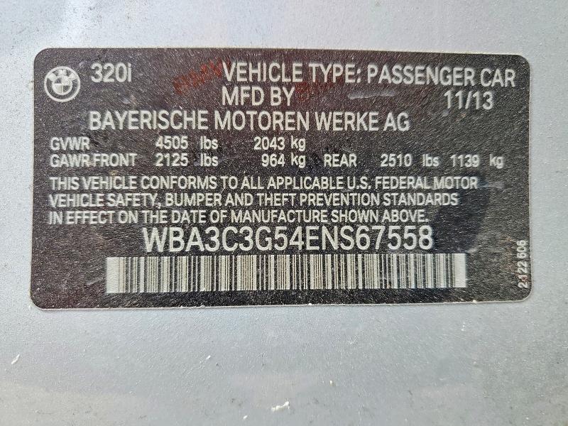 Продажа на аукционе авто 2014 Bmw 320, vin: WBA3C3G54ENS67558, номер лота: 55949206