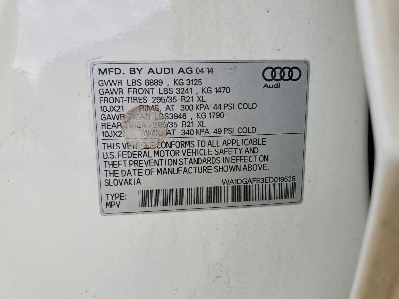 55675766 :رقم المزاد ، WA1DGAFE3ED019528 vin ، 2014 Audi Q7 مزاد بيع