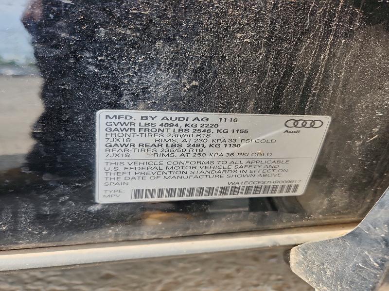 57118146 :رقم المزاد ، WA1ECCFS7HR009917 vin ، 2017 Audi Q3 مزاد بيع