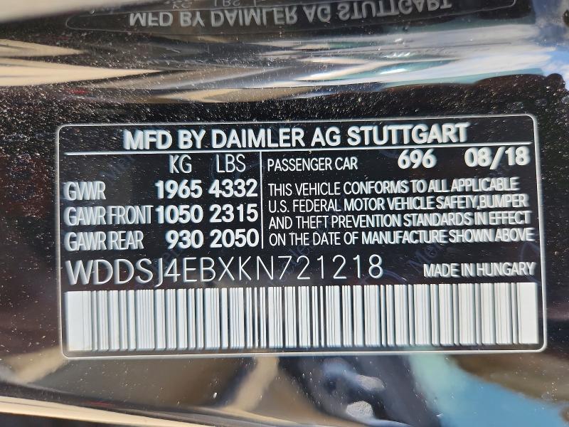 58056436 :رقم المزاد ، WDDSJ4EBXKN721218 vin ، 2019 Mercedes-benz Cla مزاد بيع