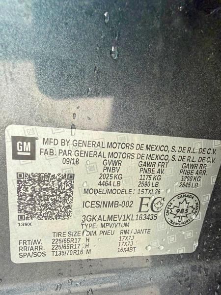Aukcja sprzedaży 2019 Gmc Terrain, vin: 3GKALMEV1KL163435, numer aukcji: 58190516