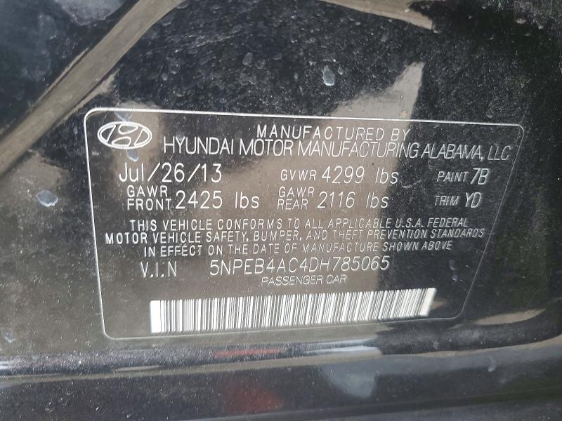 Aukcja sprzedaży 2013 Hyundai Sonata, vin: 5NPEB4AC4DH785065, numer aukcji: 58888916