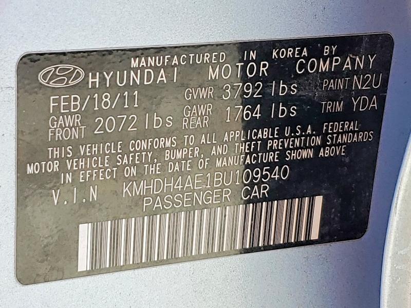 55819336 :رقم المزاد ، KMHDH4AE1BU109540 vin ، 2011 Hyundai Elantra مزاد بيع