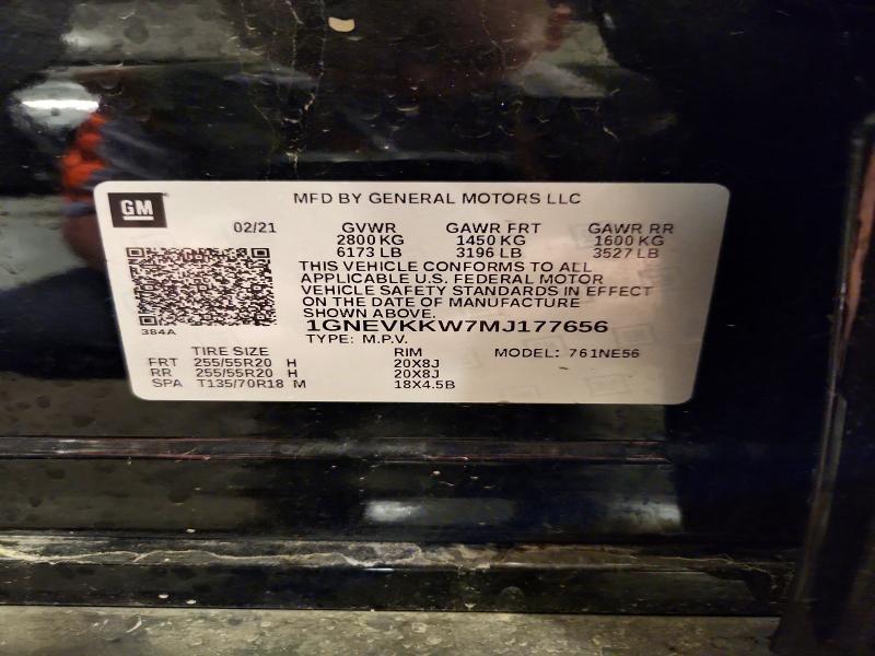 57428336 :رقم المزاد ، 1GNEVKKW7MJ177656 vin ، 2021 Chevrolet Traverse مزاد بيع
