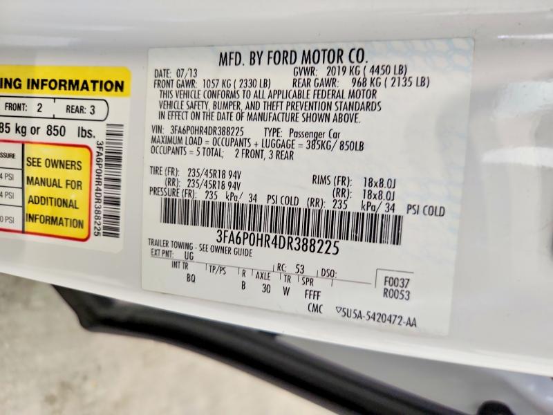 2013 Ford Fusion მანქანა იყიდება აუქციონზე, vin: 3FA6P0HR4DR388225, აუქციონის ნომერი: 56591446