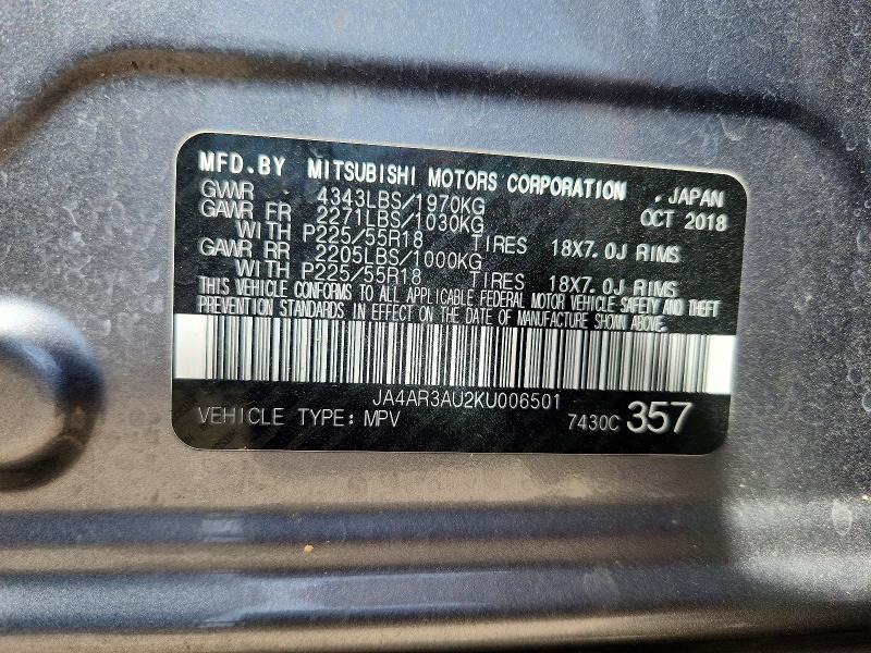 Aukcja sprzedaży 2019 Mitsubishi Outlander Sport, vin: JA4AR3AU2KU006501, numer aukcji: 58767426