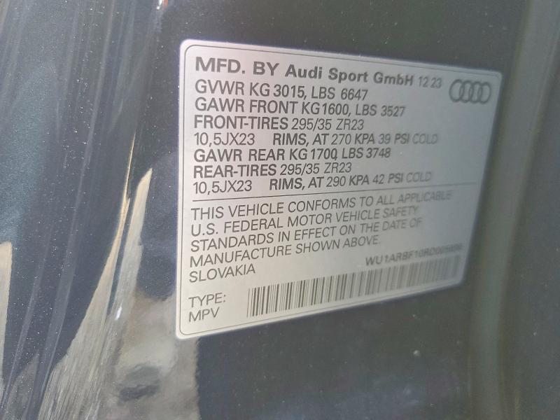 57369396 :رقم المزاد ، WU1ARBF10RD005696 vin ، 2024 Audi Rs Q8 مزاد بيع