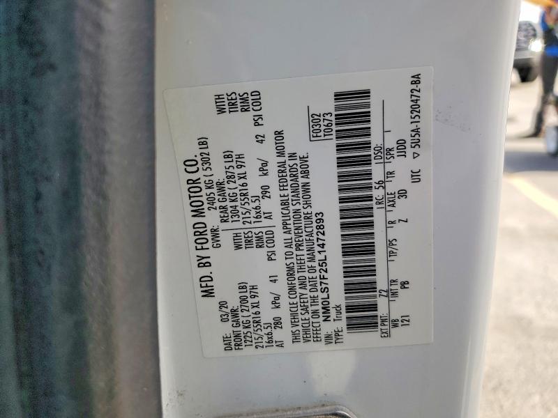 Продаж на аукціоні авто 2020 Ford Transit Connect, vin: NM0LS7F25L1472893, номер лоту: 55886586