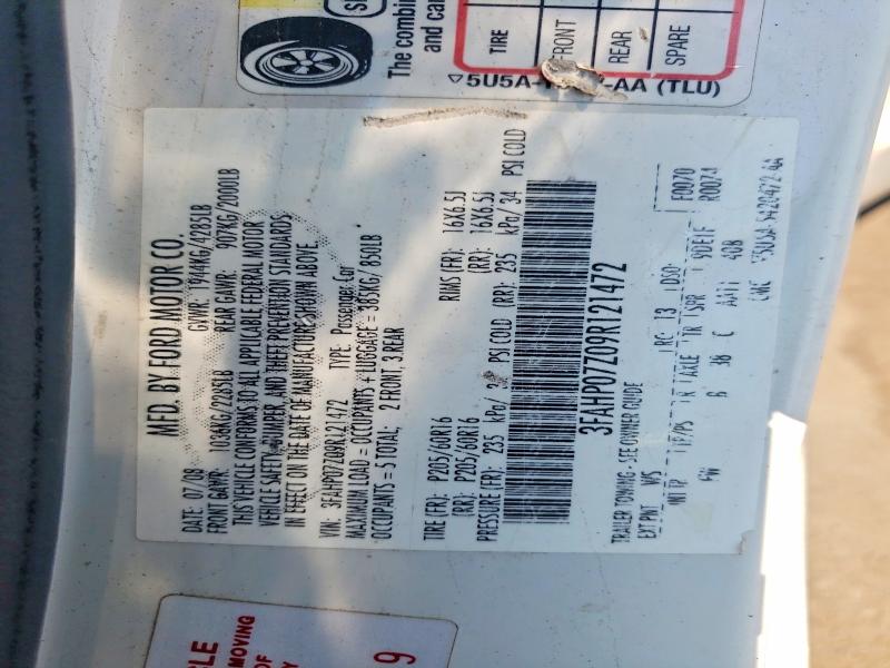 Aukcja sprzedaży 2009 Ford Fusion, vin: 3FAHP07Z09R121472, numer aukcji: 58583856