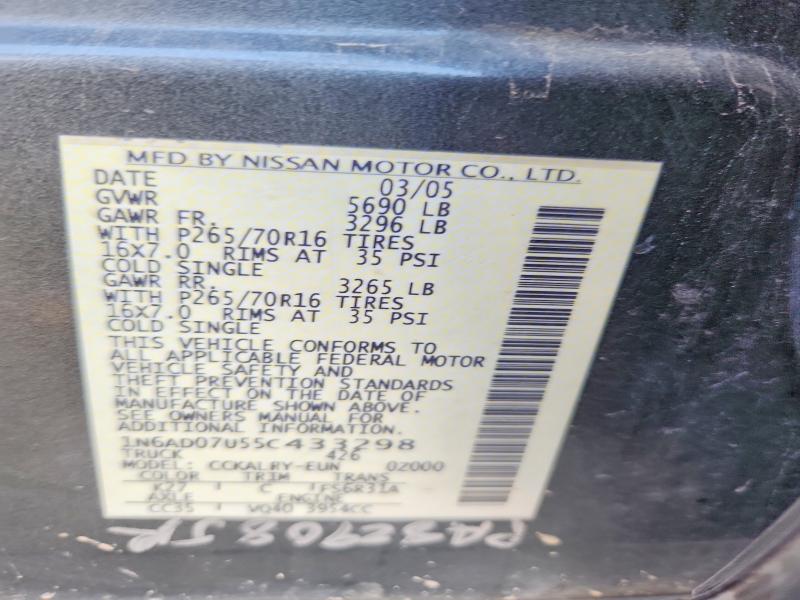 Продажа на аукционе авто 2005 Nissan Frontier, vin: 1N6AD07U55C433298, номер лота: 58597336