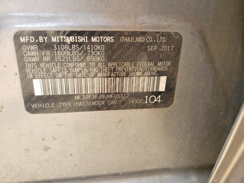 Aukcja sprzedaży 2018 Mitsubishi Mirage, vin: ML32F3FJ9JHF05312, numer aukcji: 58074486