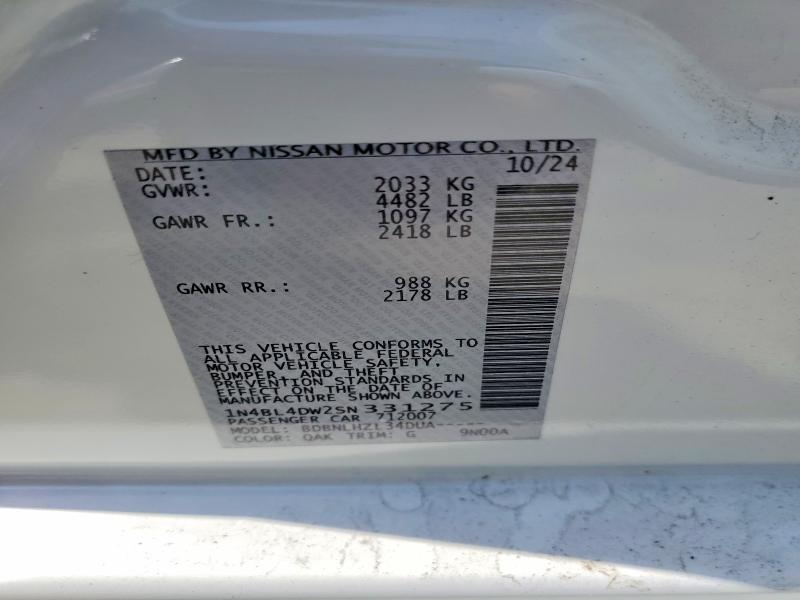 Продаж на аукціоні авто 2025 Nissan Altima, vin: 1N4BL4DW2SN331275, номер лоту: 58065516
