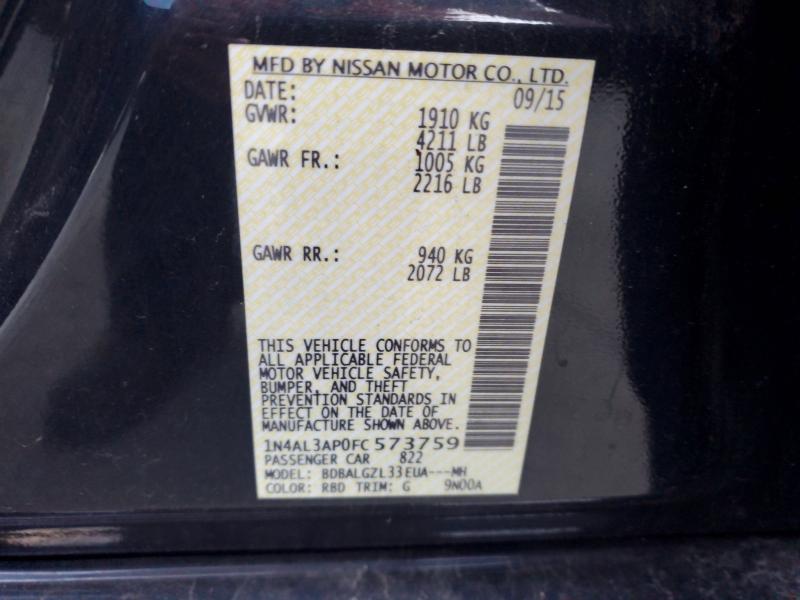 Aukcja sprzedaży 2015 Nissan Altima, vin: 1N4AL3AP0FC573759, numer aukcji: 57371596
