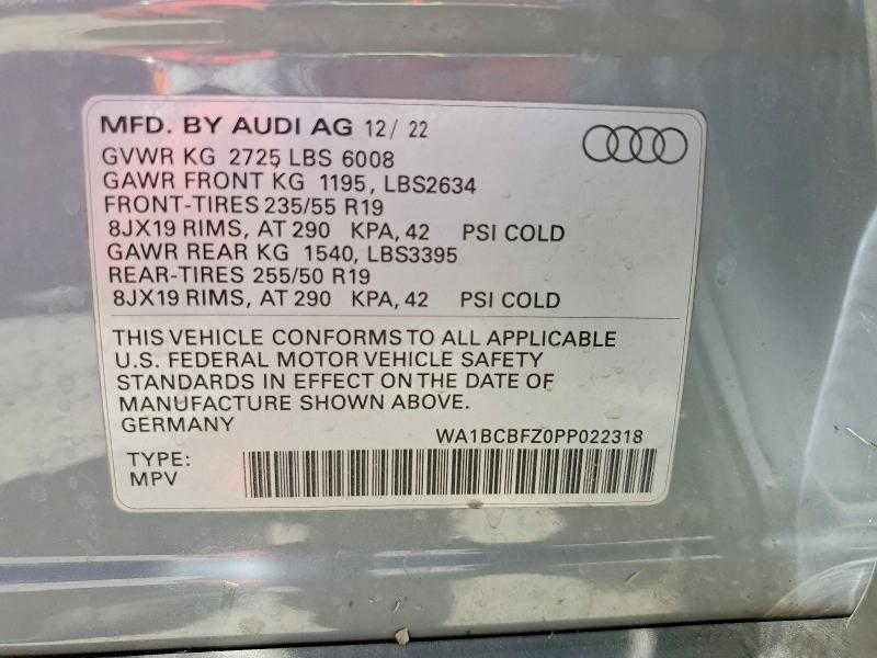 Aukcja sprzedaży 2023 Audi Q4 E-tron, vin: WA1BCBFZ0PP022318, numer aukcji: 56745326
