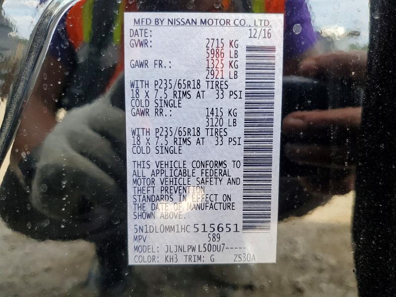 Aukcja sprzedaży 2017 Infiniti Qx60, vin: 5N1DL0MM1HC515651, numer aukcji: 55614166