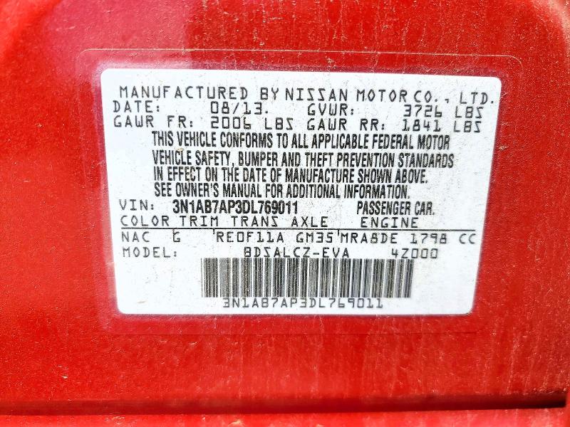 Aukcja sprzedaży 2013 Nissan Sentra, vin: 3N1AB7AP3DL769011, numer aukcji: 55080706